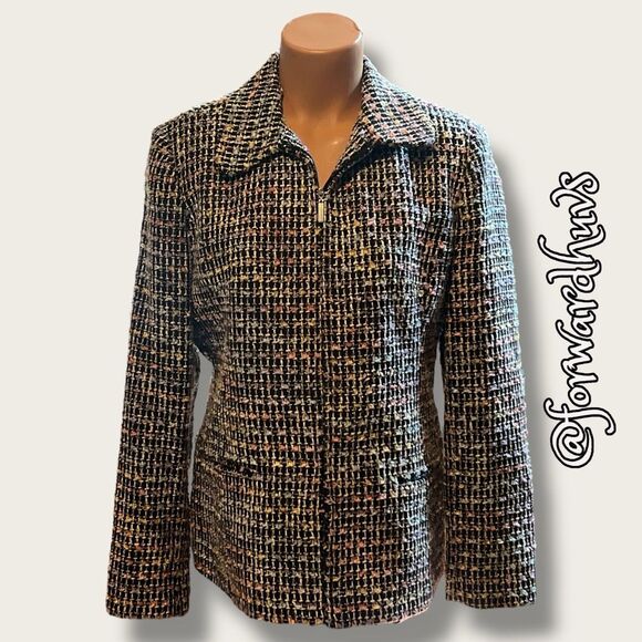 Sag Harbor Full Zip – Size 12 – Rainbow Metallic Blend – Shoulder Pads - Picture 1 of 9